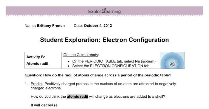 Student exploration electron configuration gizmo answers